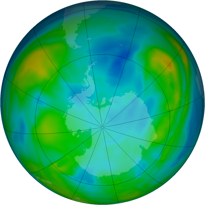 Antarctic ozone map for 23 July 2008
